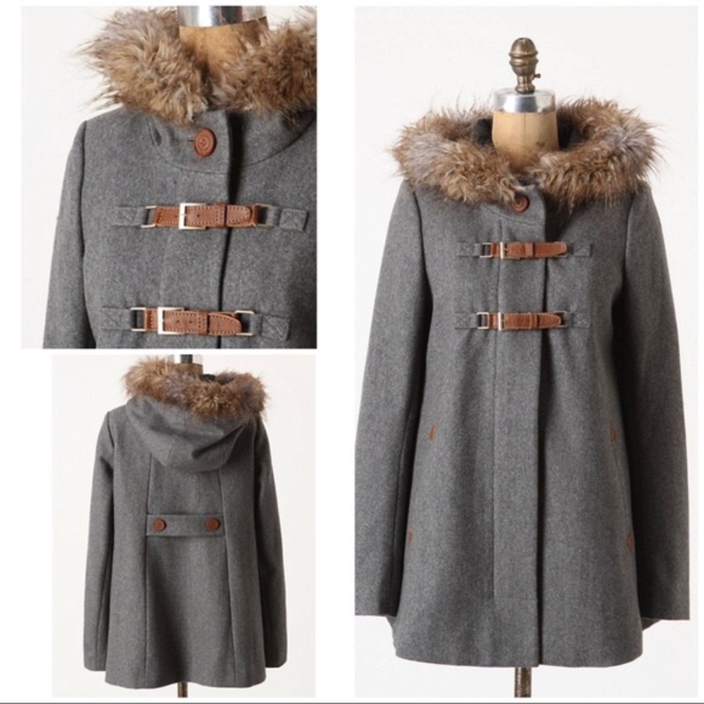 Cartonnier Adare Anorak Faux Fur Toggle Coat Grey